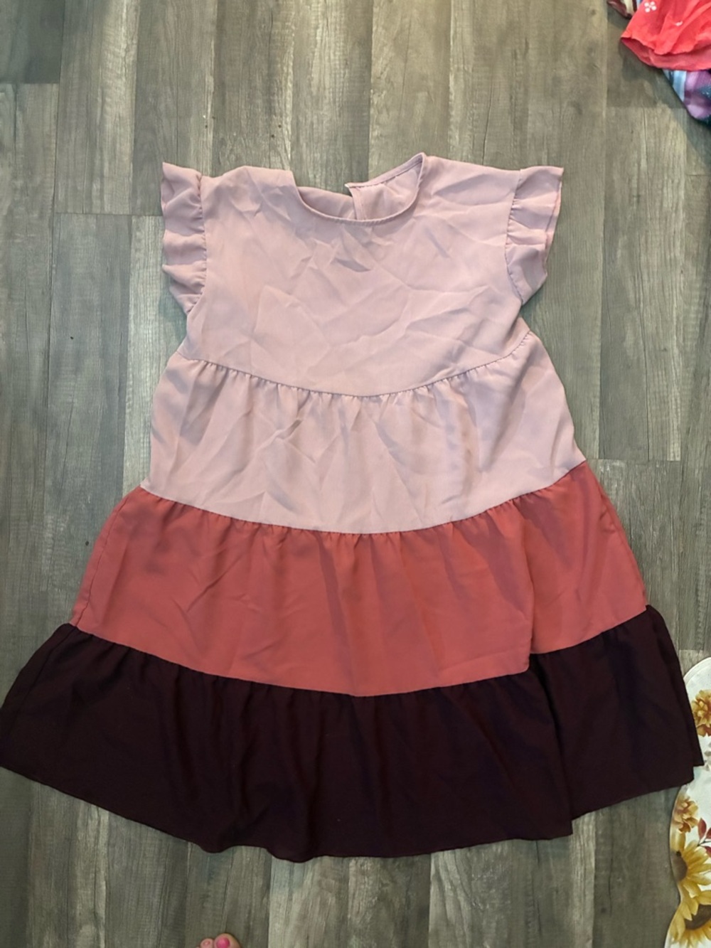 Tiered Mini Dress in Blush, Rose & Plum